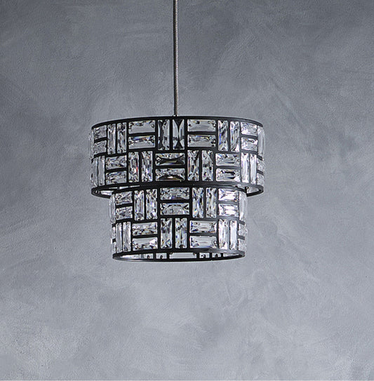 Black Ceiling Light Pendant with Metal Cut out Design and Acrylic Glass Beads