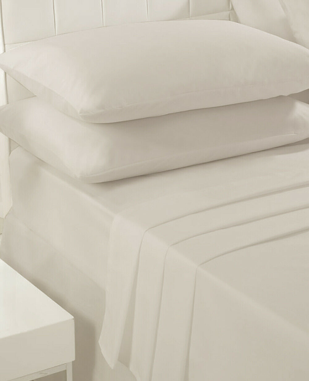Fitted Sheets and Flat Sheets Quality 400 Thread Count Cream and White