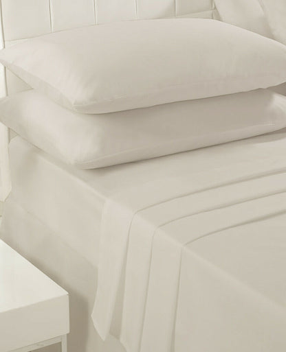 Fitted Sheets and Flat Sheets Quality 400 Thread Count Cream and White
