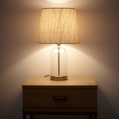  Chelsea Glass Table Lamp in Black, Silver or Antique Brass with Linen Lampshade 
