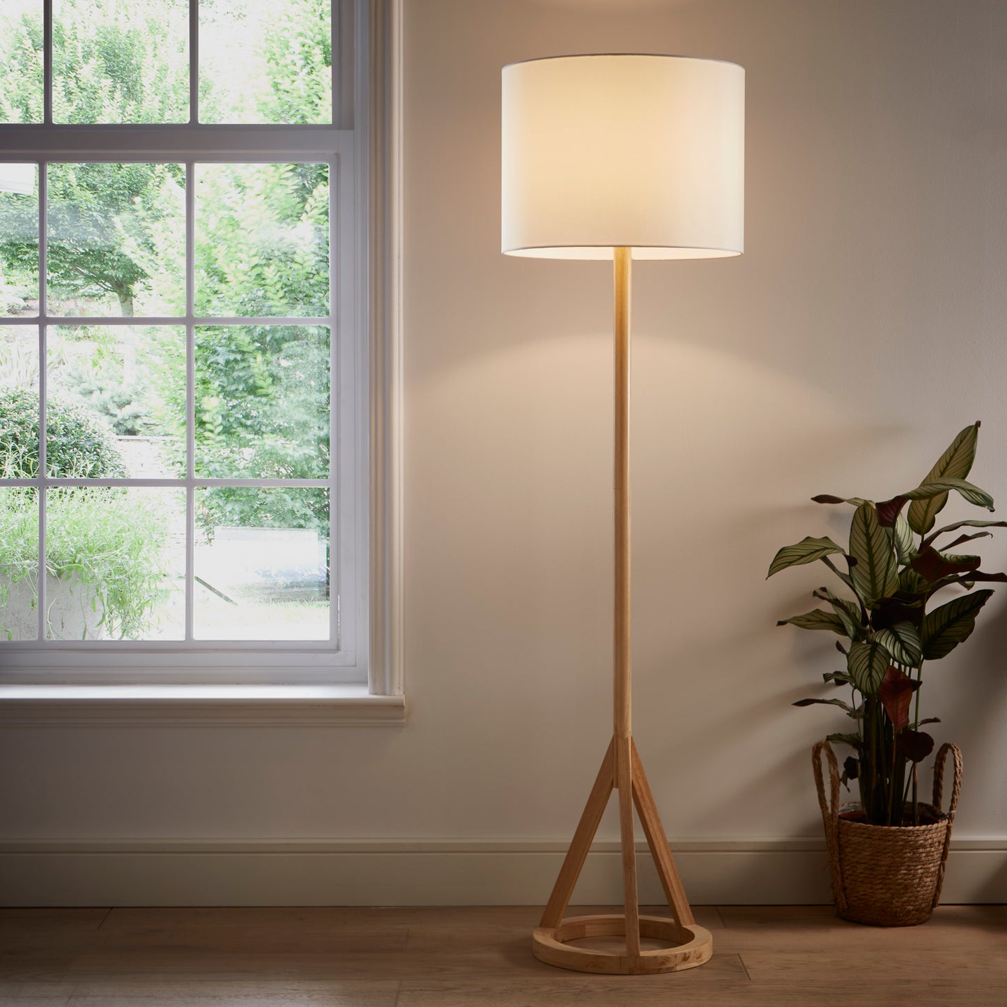 Bishop Natural Wood Base Table Lamp and Matching Floor Lamp (sold separately)
