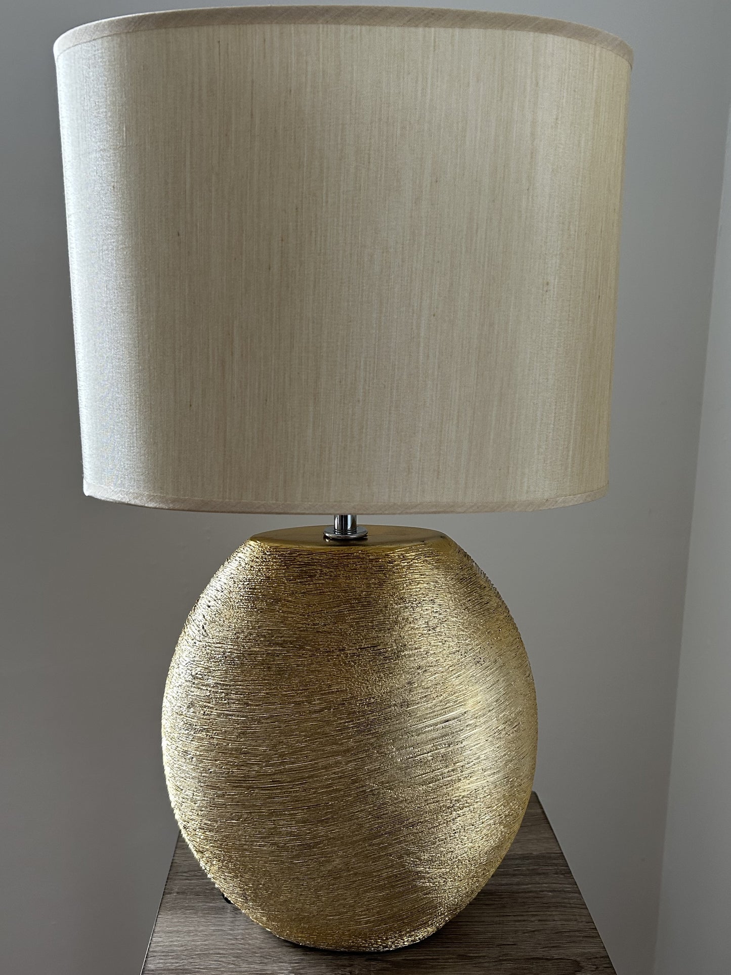 Waltham Champagne Gold Ceramic Table Lamp complete with a Champagne Gold Lamp shade