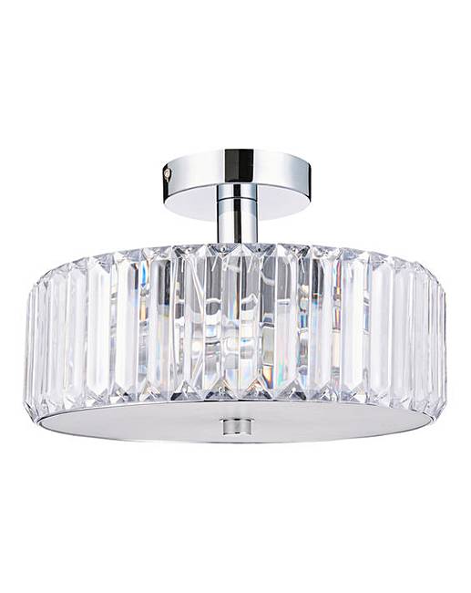 Kliving Hesketh Chrome Clear Acrylic Ceiling Two Light Fitting Light Shade