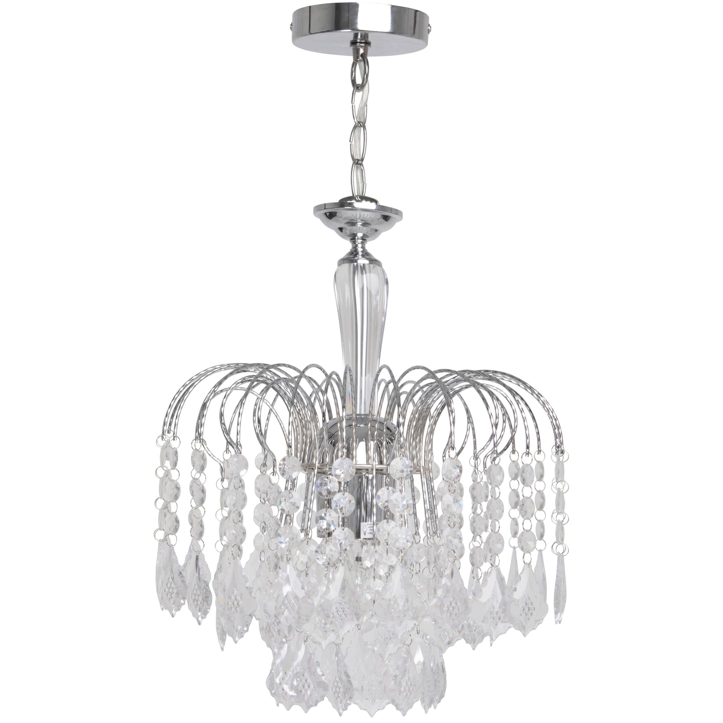 3 Light Chrome Finish Acrylic Drops Chandelier Ceiling Light