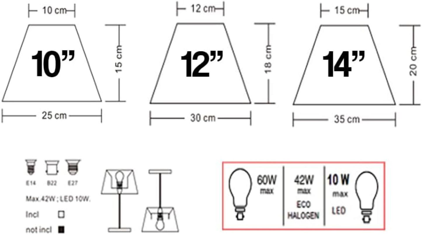 Grey Linen Lampshade Coolie for Lamps and Ceiling options, Available in 10, 12 and 14 inch sizes.