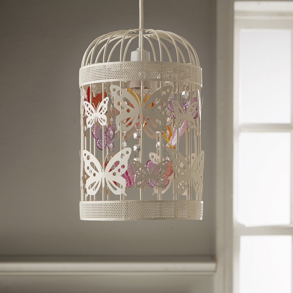 K Living Papillon Kids Butterfly Pendant Light Shade, Cream & Pink