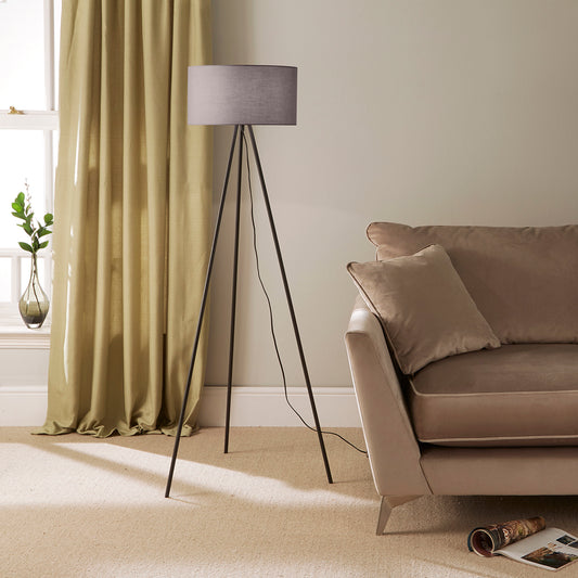 Leena Minimalist Metal Tripod Floor lamp or Table lamp in Cream, Grey or Black