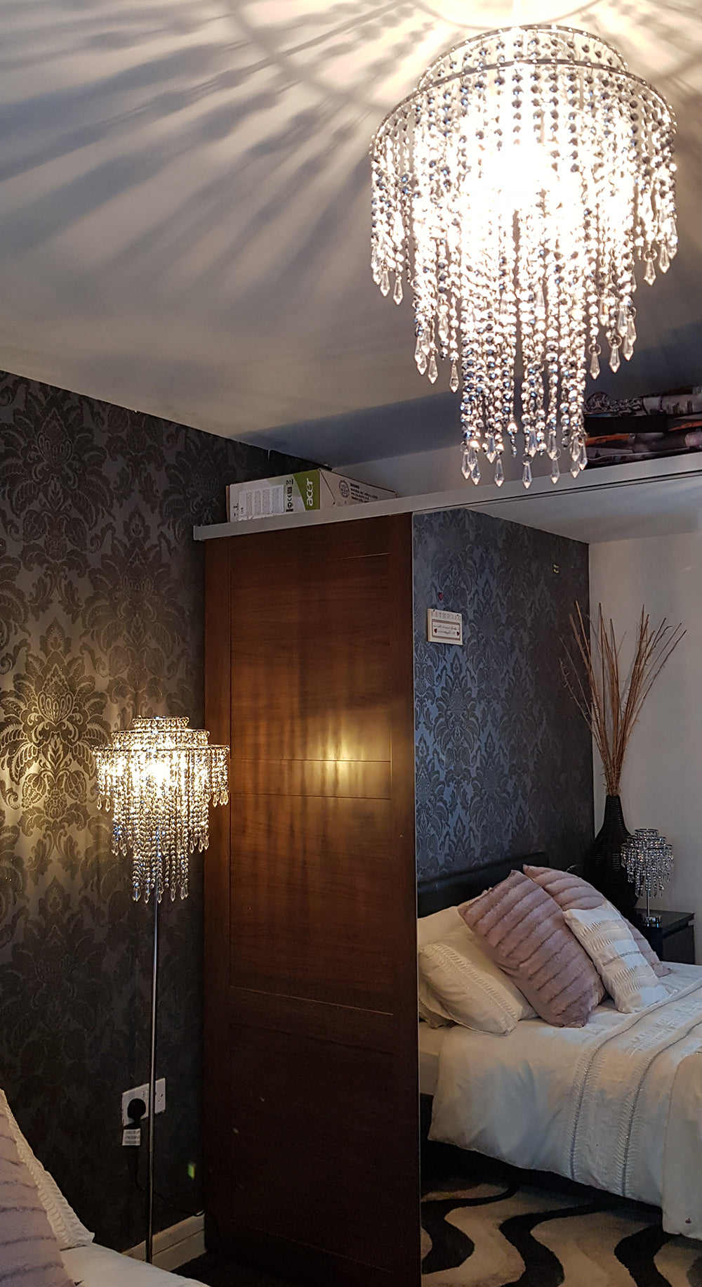 Beaded Metal Easy Fit Non Electrical Ceiling Pendant Light Shade