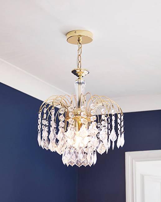 Sardinia 3 Light Polish Brass Finish Acrylic Drops Chandelier Ceiling Light