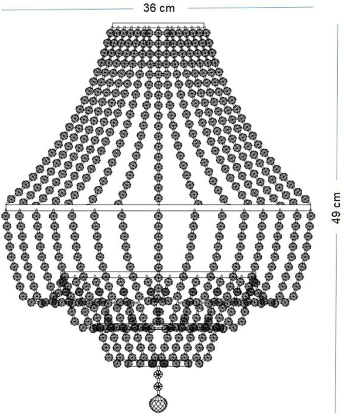Chrome and Clear Acrylic Breads light Pendant with 3 tiers and a hanging decorative light pendant