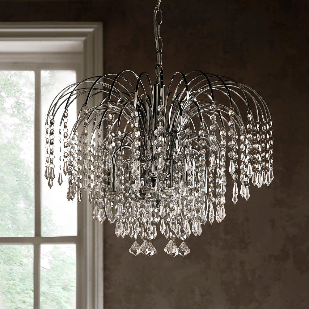 Sorrento 4 Light Chrome Clear Ceiling Light Chandelie Pendant Fitting 20" Wide