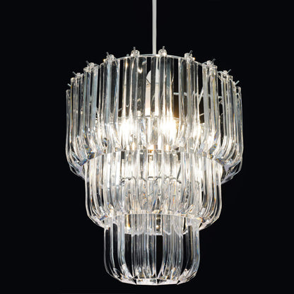 Albion Easy Fit Chrome and Clear Beaded 3 Tiered Ceiling Chandelier Pendant Light Shade