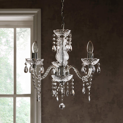 K LIVING Tuscany 3 & 5 Ceiling Light Acrylic Droplets Chandelier in a Clear Transparent finish