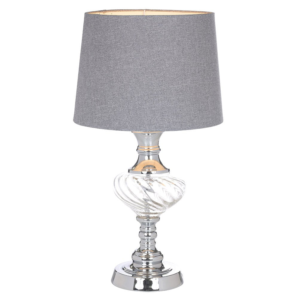 Witney Elegant Chrome and Glass Traditional Table Lamp in Ivory, Lilac or Charcoal
