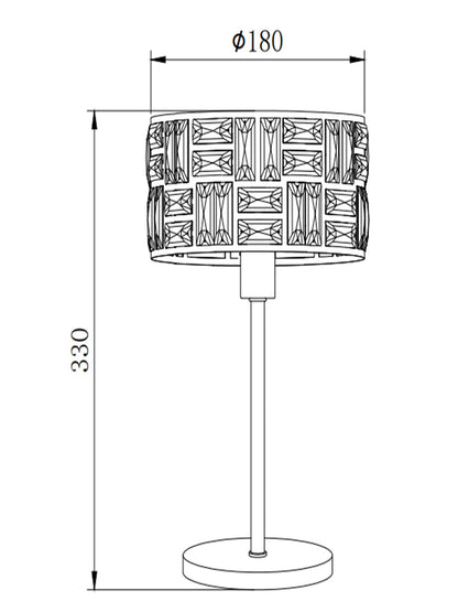 Black Table Lamp With Acrylic Glass Drum Shade in a Metal Cut Out Design