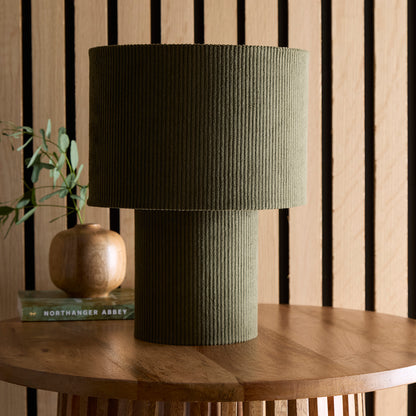 Striped Velvet Table Lamps in a Corduroy Design Available in Ivory, White, Lilac, Dark Green, Soft Green and Brown