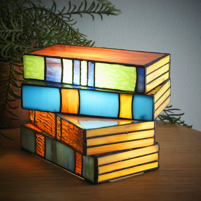 Tiffany Style Lamp in a Books design with a stained glass effect finish with multiple colours