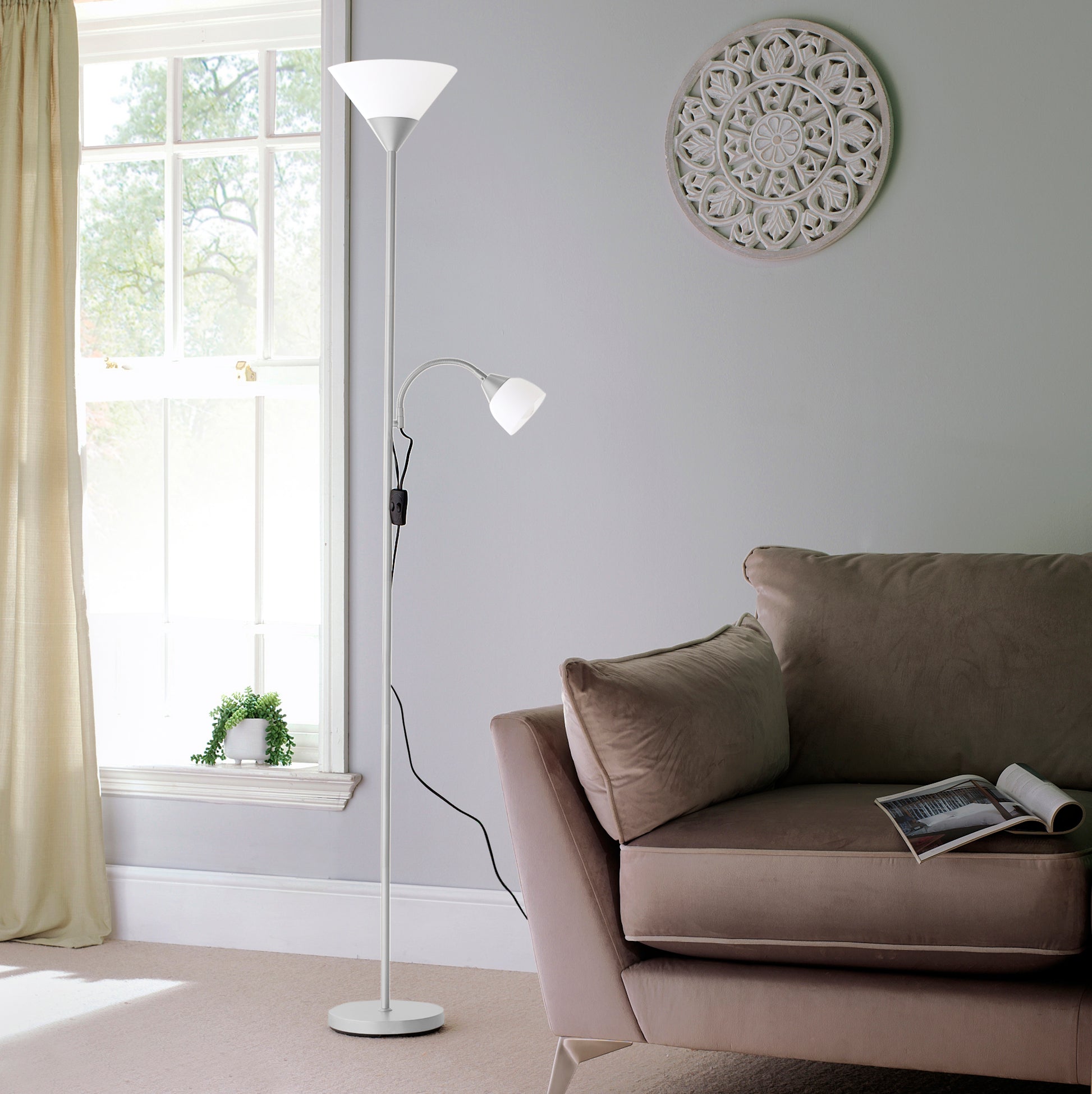 Mother and Child Floor Lamp White 180cm Tall