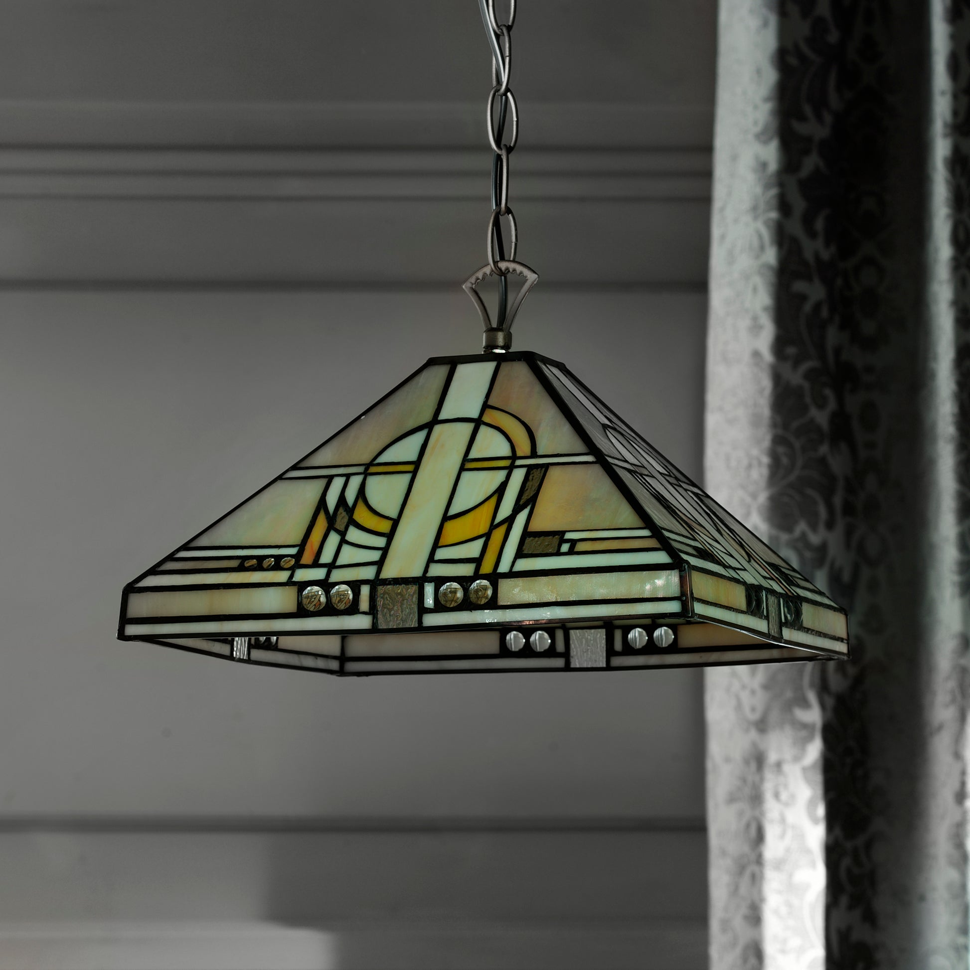 Khufu 1 Light Ceiling Pendant with a Tiffany style Glass Electrical Down light fitting (30 cm Width)
