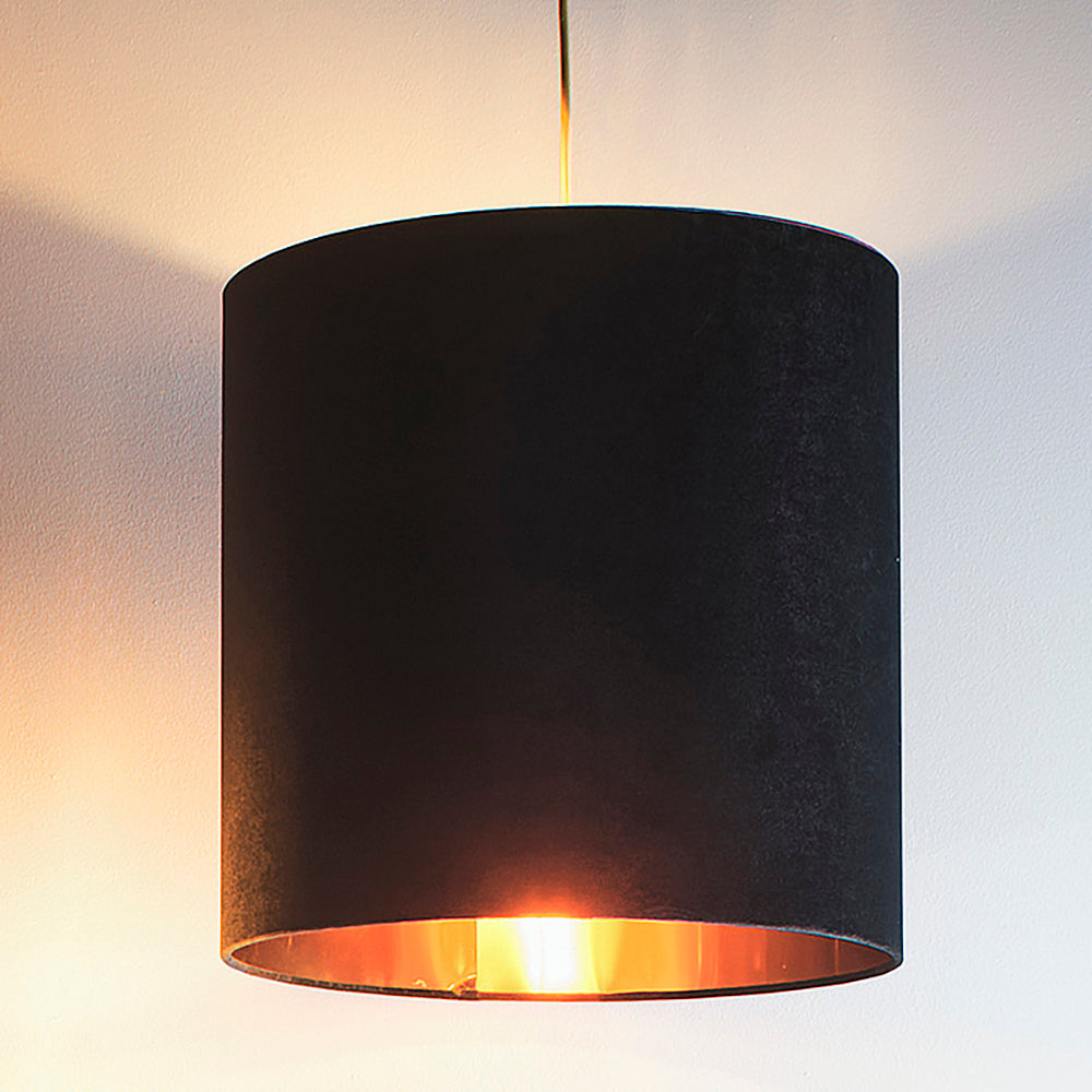 Black Velvet Drum Lampshade for Modern Table Lamps and Ceiling Pendant Fixtures