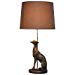 Rita Brown/Gold Poly Resin Dog Table Lamp with Dark Brown Fabric Shade