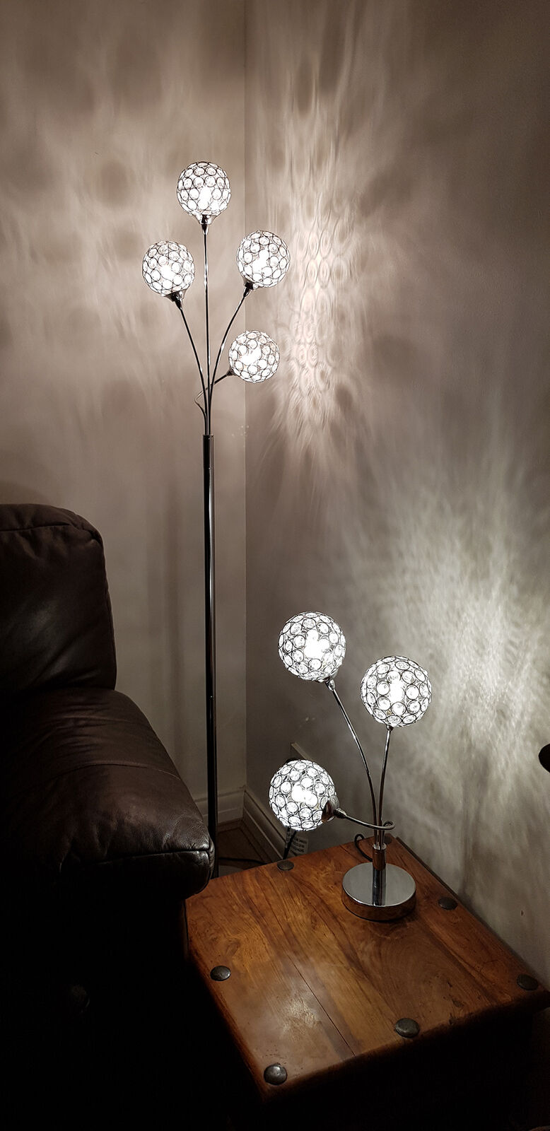 KLiving Perivale G9-3W LED  Chrome 4 Crystal Ball Light Floor Lamp