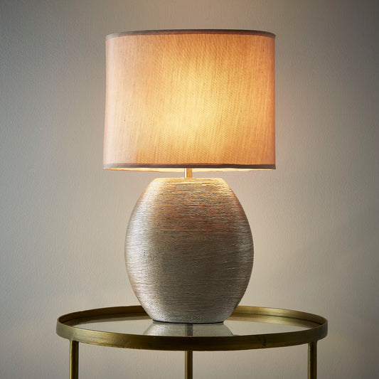 Waltham Champagne Gold Ceramic Table Lamp complete with a Champagne Gold Lamp shade