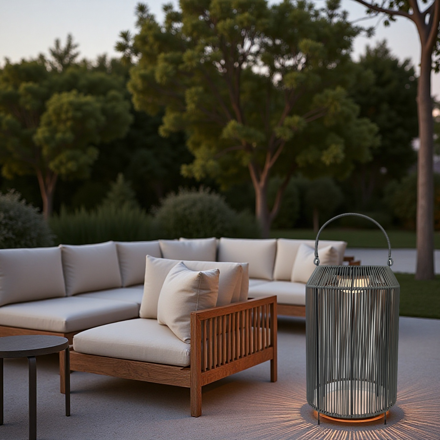 Rattan Solar Rechargeable Lamp In a Grey Finish with Legs - Perfect for Patio outdoor Setting Waterproof