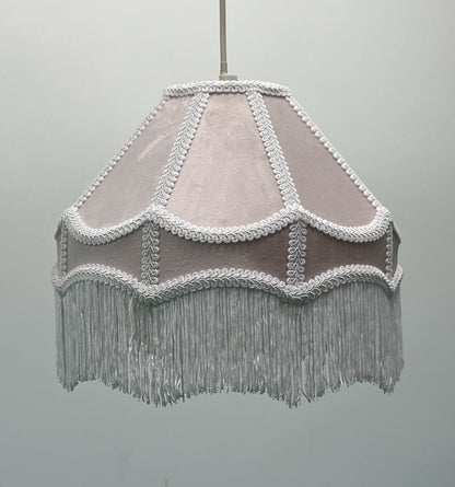  Empire Lamp Shade in a Victorian Style in Soft Pink Velvet with Long Tassels (8in, 10in, 12in) 