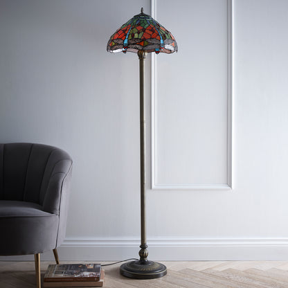 Mitcham Tiffany Style Floor lamp with Stained Glass lampshade effect 150 Cm Floor lamp
