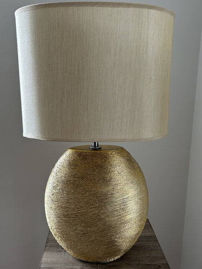 Waltham Champagne Gold Ceramic Table Lamp complete with a Champagne Gold Lamp shade