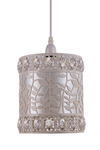 Kliving Roxanne Cream Metal Acrylic Beads Non Electric Ceiling Light Shade