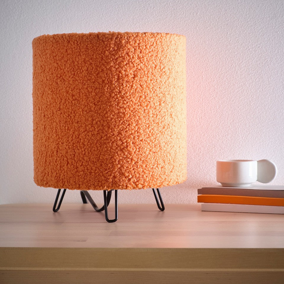Teddy Velvet Table Lamp in Cream, Lilac, Orange or Grey small soft lamp 21cm Tall, Perfect for Bedsides and Cozy Areas