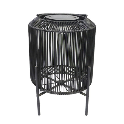 Black Rattan Solar Rechargeable Lamp Solar Lamp with USB C Port - Perfect For Outdoor all Year Round Waterproof