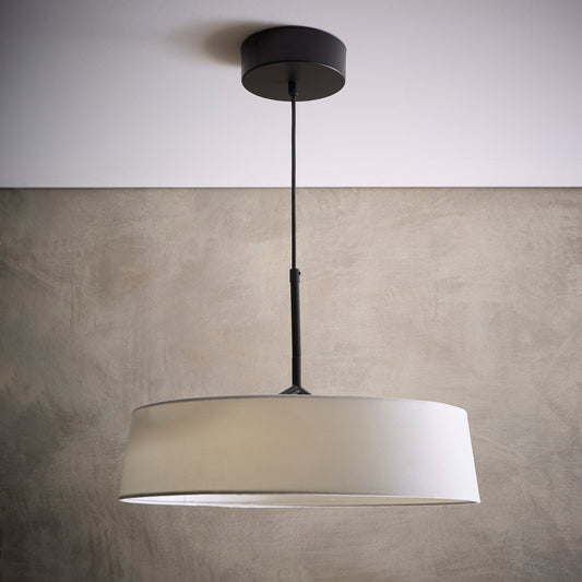 Luna Black Floor Lamp, Table Lamp or Ceiling Pendant light with White Shades and Integrated LED