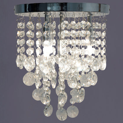Coronia Polished Silver Crome Glass Droplet  4 Light Ceiling Pendant Fitting
