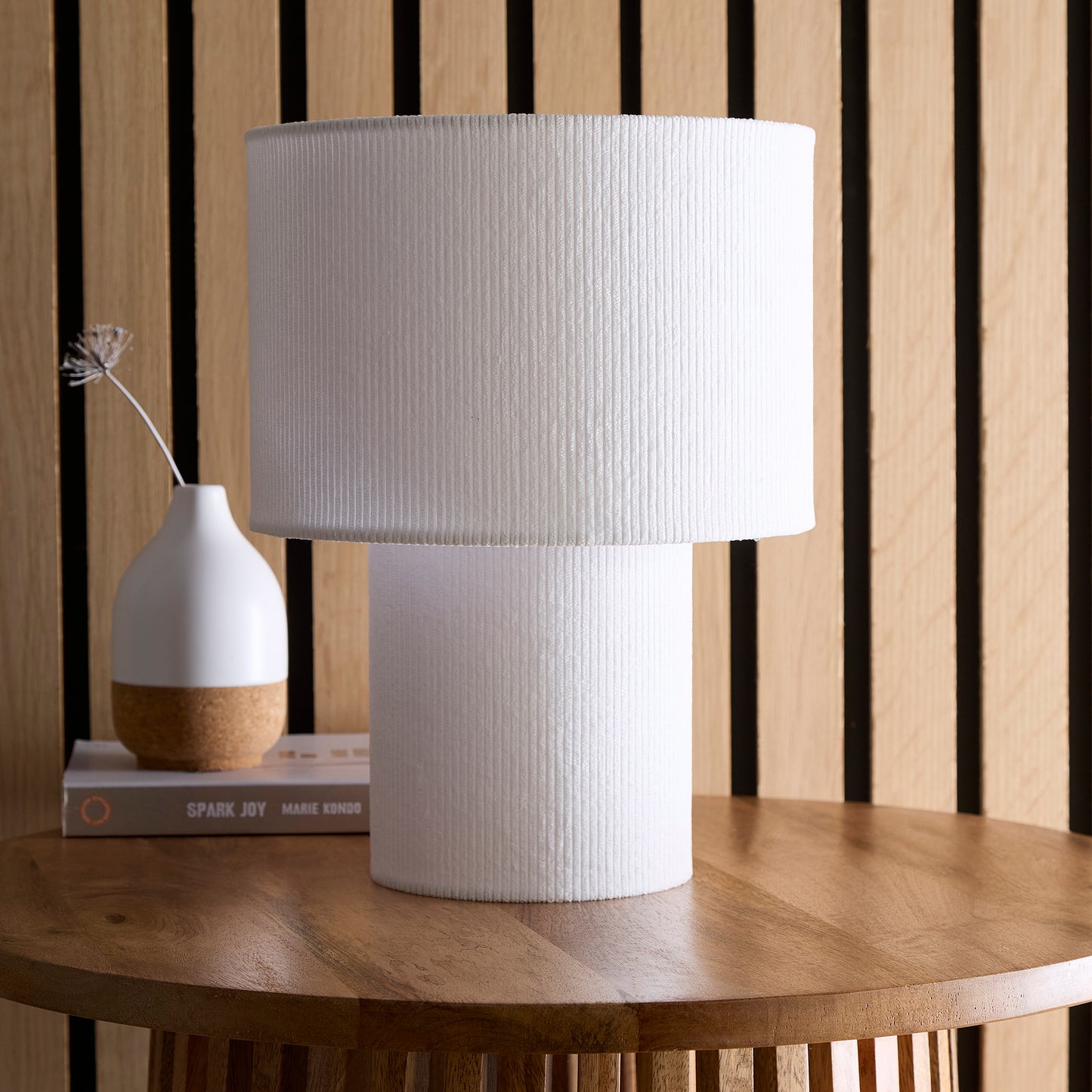 Striped Velvet Table Lamps in a Corduroy Design Available in Ivory, White, Lilac, Dark Green, Soft Green and Brown