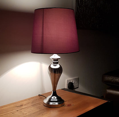 Denton Smokey Glass Table Lamp with Smokey Grey Lamp Shade