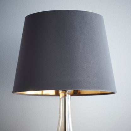 Velvet Grey Empire Drum Light shade with a Gold inner Lining suitable for Ceiling or Lamps