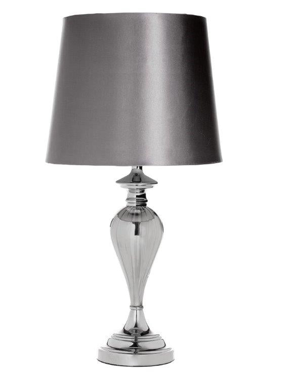 Denton Smokey Glass Table Lamp with Smokey Grey Lamp Shade