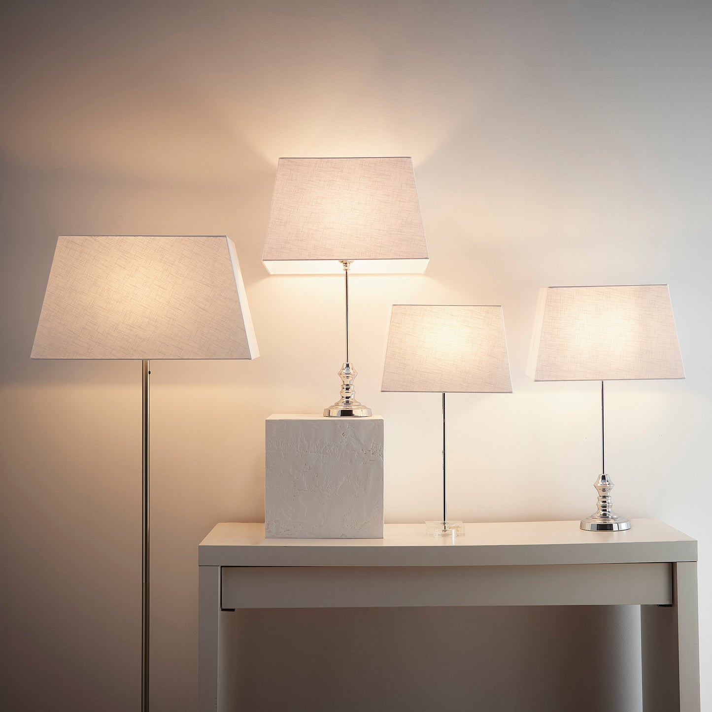 White Modern Rectangle Linen Light Shade for Table or Floor lamps Available in 13" 15" 17" or 21"