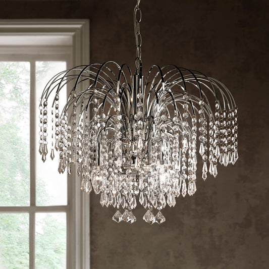 Sorrento 4 Light Chrome Clear Ceiling Light Chandelie Pendant Fitting 20" Wide