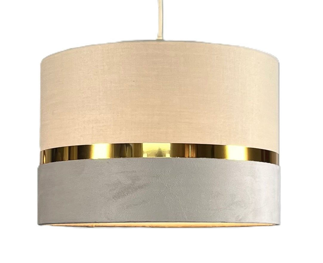 Demi 30cm Banded Pendant Shade, 30x20cm Velvet+TC shade with band