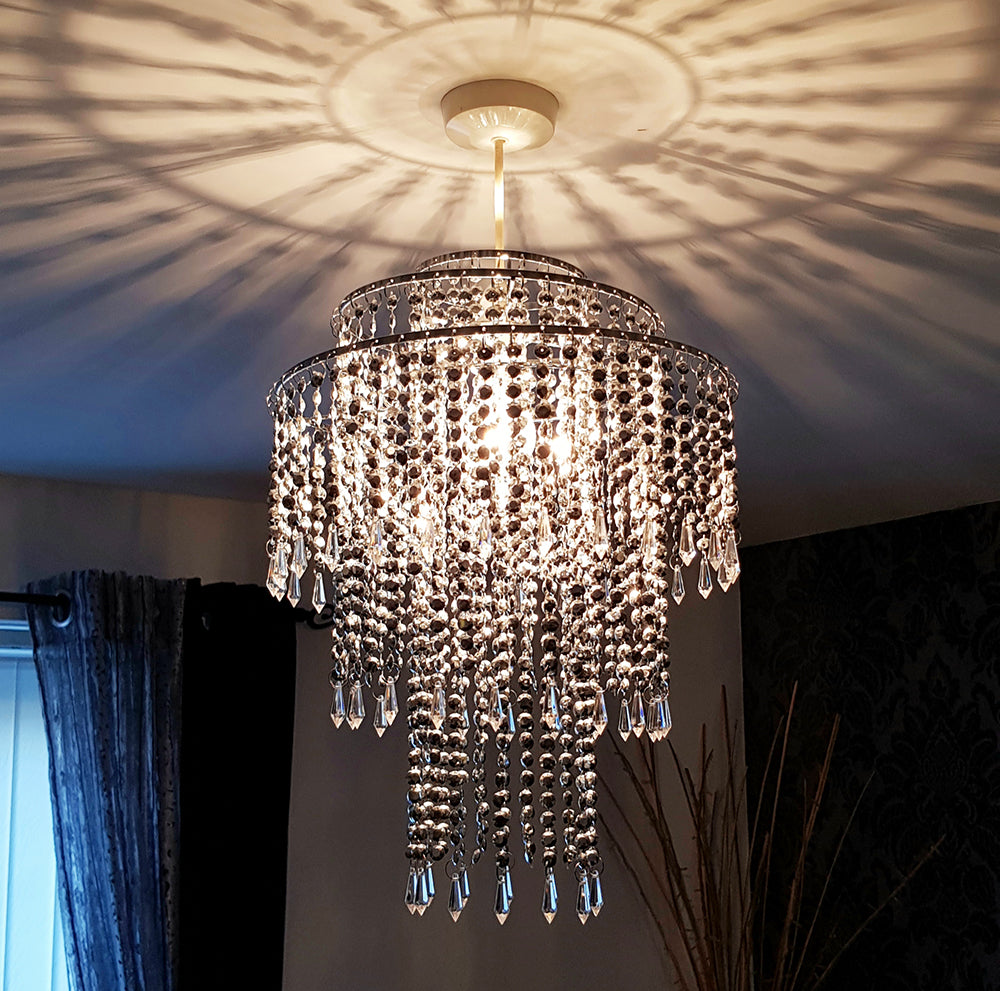 Beaded Metal Easy Fit Non Electrical Ceiling Pendant Light Shade