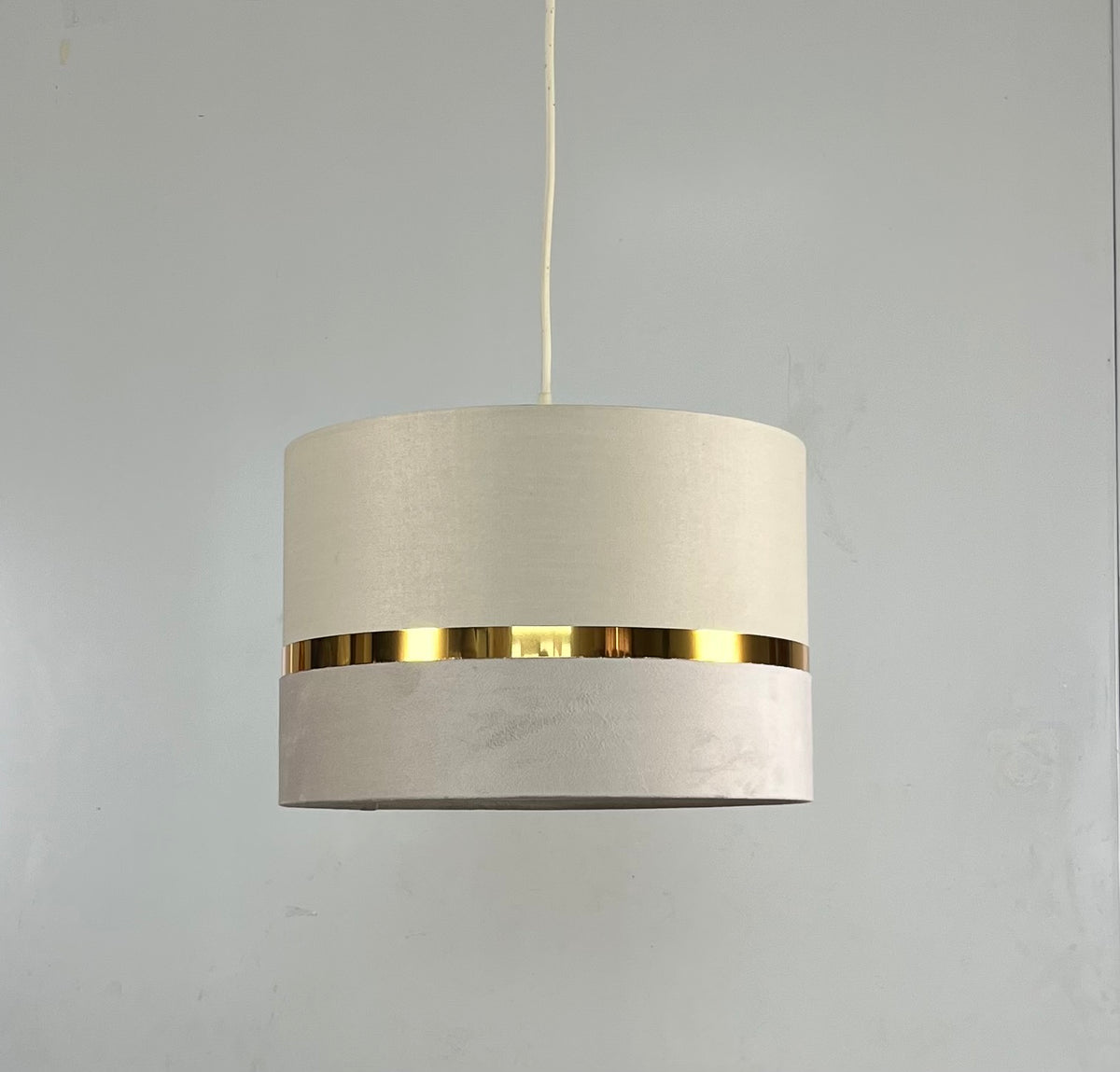 Demi 30cm Banded Pendant Shade, 30x20cm Velvet+TC shade with band