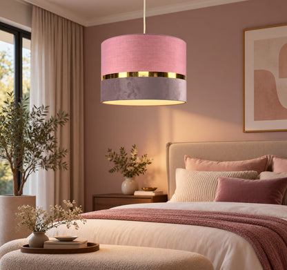 Demi 30cm Banded Pendant Shade, 30x20cm Velvet+TC shade with band
