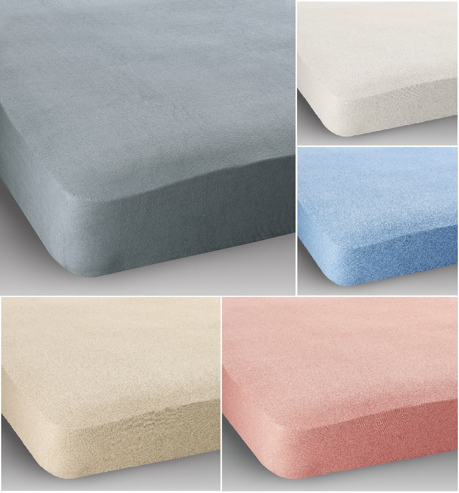 Double Bed Extra Deep Terry Stretch Fitted Sheet Available In Blue Cream Pink White Grey