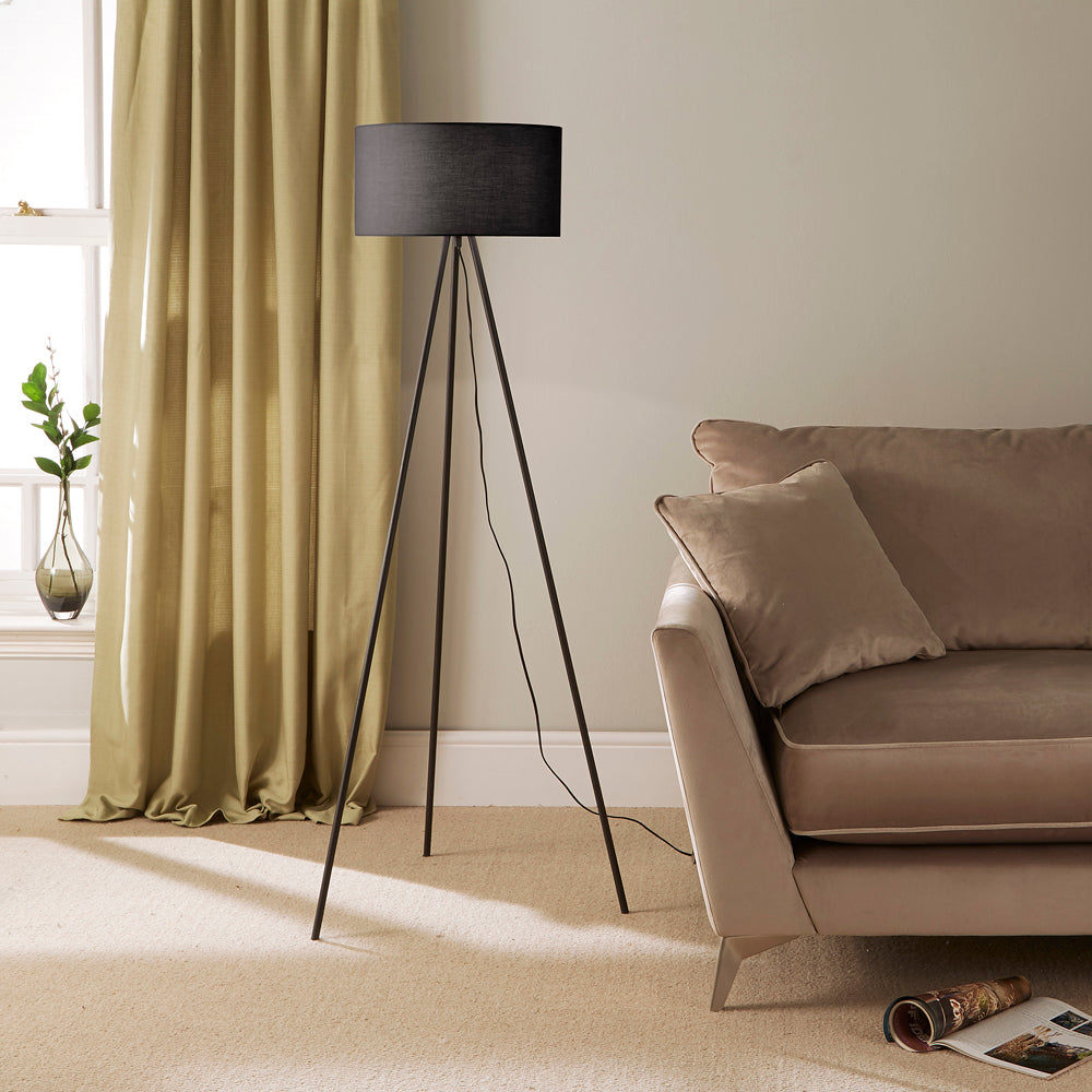 Leena Black Or Grey Metal Tripod Floor Lamp