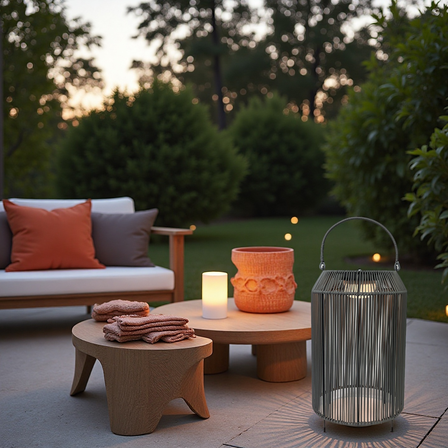 Rattan Solar Rechargeable Lamp In a Grey Finish with Legs - Perfect for Patio outdoor Setting Waterproof