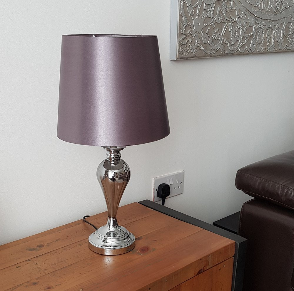 Denton Smokey Glass Table Lamp with Smokey Grey Lamp Shade